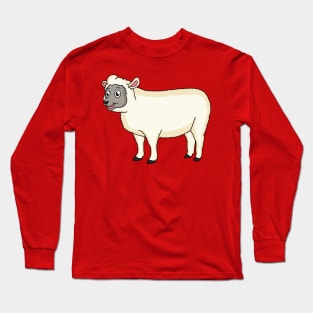 Cute happy sheep cartoon illustration Long Sleeve T-Shirt